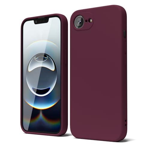oakxco for iPhone 17e 16e Phone Case Liquid Silicone, Cute Thin Slim Grip Soft Rubber Gel for Women Men, Smooth Matte Plain Solid Color Girly Simple Case with Camera Cover Protection, Burgundy Maroon