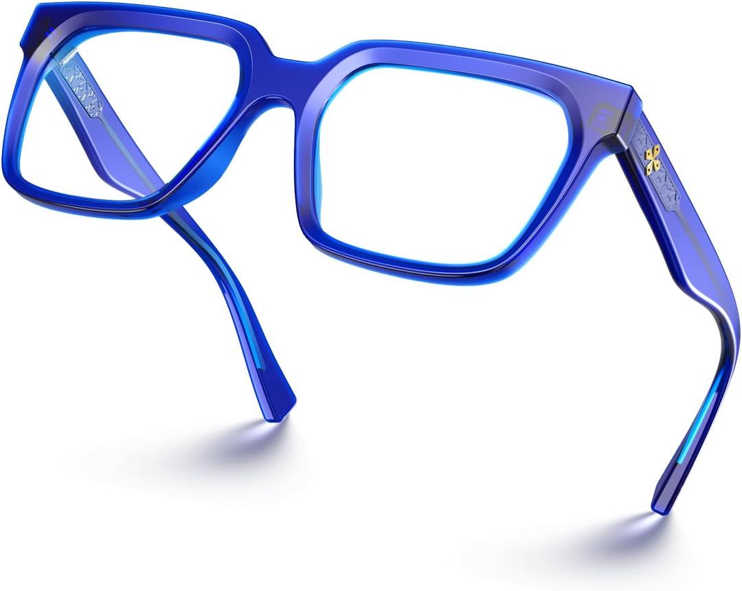 VISOONE Rectangle TR90 Blue Light Blocking Glasses Computer Eyewear with Preppy Look for Women and Men Cougar
