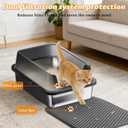 Stainless Steel Cat Litter Box with High Sides, Metal Litter Box Odor Resistant, Open Top Litter Pan with Litter Mat & Scoop, Easy Clean Non-Absorbent, Anti-Urine Leakage