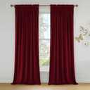 NICETOWN Christmas Red Velvet 108 inch Curtains and Drapes, Blackout Extra Long Elegant Wall Backdrop Drapes for Holiday Season Home Decoration (52x108, Set of 2, Rod Pocket Design)