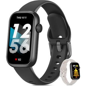 Fitness Tracker for Men Women, 24/7 Heart Rate, SpO2 and Sleep Monitor Health Watch, Calorie Step Counter Fitness Watch IP68 Waterproof Smart Watch for Android and iOS, Black/Starlight