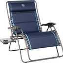 Timber Ridge Oversized Zero Gravity Chair, 33In Wide XXL Zero Gravity Reclining Chair with Side Table, Full Padded Lounge Chair for Outdoor Camping Patio Lawn, Heavy Duty Supports 500lbs, Blue-1 Pack