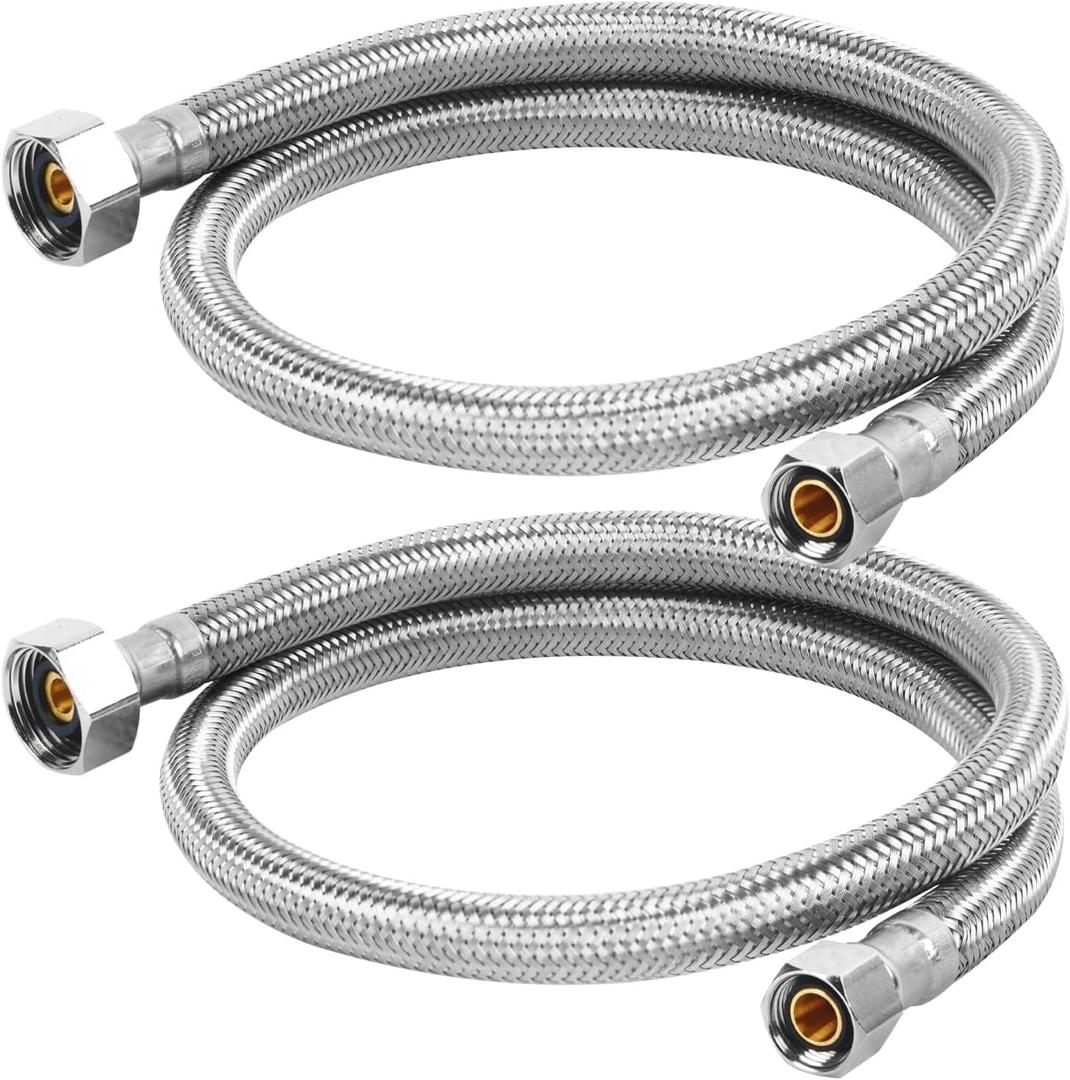 30" Faucet Supply Line, 3/8 inch Comp x 1/2 inch FIP Faucet Connector, Braided Stainless Steel Faucet Hose for Bathroom Sink and Kitchen, Leak-Resistant cUPC Certified Water Supply Line, 2 Pack