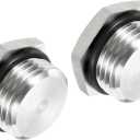 PATIKIL G1/2 Male Plug, 2 Pack Waterproof Dustproof 304 Stainless Steel Thread Hex Head Socket Solid Pipe Fitting with Sealing Rubber Ring
