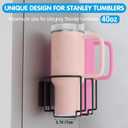 Terficer Magnetic Water Bottle Organizer for Stanley 40oz Tumbler with Handle, Magnetic Stanley Cup Holder Used on Refrigerator, Tumbler Lid Organizer Kitchen Organization Ideal for Fridge & Wall