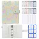 Aesthetic A5 6 Ring Binder Refillable Notebook Budget Binder Magnet Closure Fabric Butterfly Binder 5.5 x 8.5 Loose Leaf Planner with 7 Tabbed Dividers for Women School Office