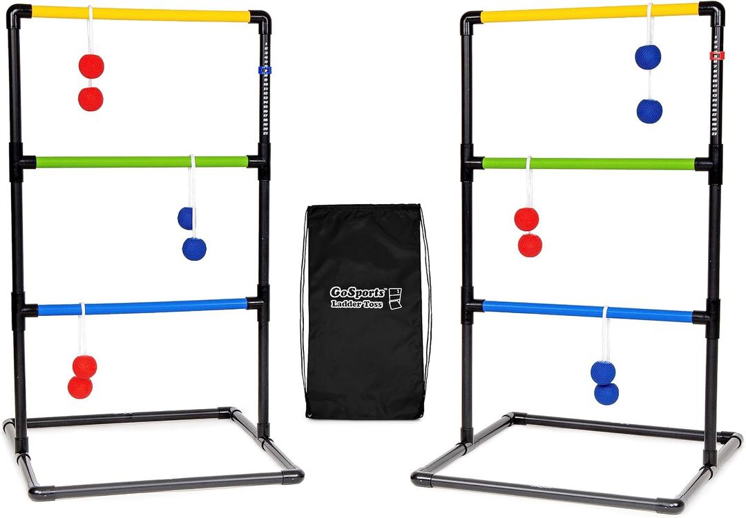 GoSports Ladder Toss Indoor & Outdoor Game Set with 6 Soft Rubber Bolo Balls and Travel Carrying Case - Choose Pro or Classic