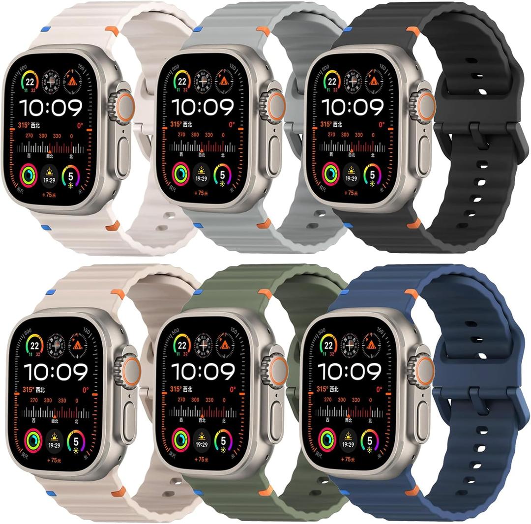 Sport Band for Apple Watch Ultra/3/2 Bands 49mm 46mm 45mm 44mm 42mm 41mm 40mm 38mm iWatch Wristband for Men Women,Waterproof Silicone Strap for Apple Watch Series 11 10 9 8 7 6 5 4 3 SE 3/2nd 41 45 mm (13-Starlight/Grey/Black/Milk Tea/Navy/Army Green)