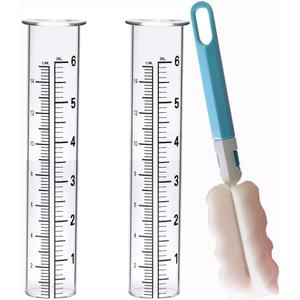BIUWING 6 inch Rain Gauge Replacement Tube Glass for Yard Garden and Outdoor Home, with Tube Brush, Best Rated,2 Packs