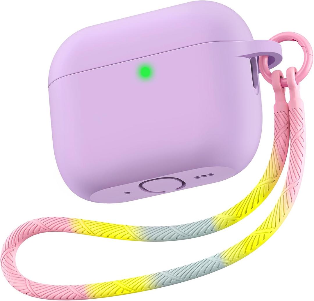 Matekxy for Airpods Pro 3 Case 2025 Cute - for Airpod Pro3 Generation Soft Silicone Cover with Lanyard & Keychain, Shockproof Scratch Resistant for Women,Perfect for Commuters and Travelers, Purple