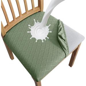 SPRINGRICO 100% Waterproof Seat Covers for Dining Room Chair Set of 2 Washable Seat Cushion Slipcovers Kitchen Chair Covers (2 Pack, Waterproof Dark Green)