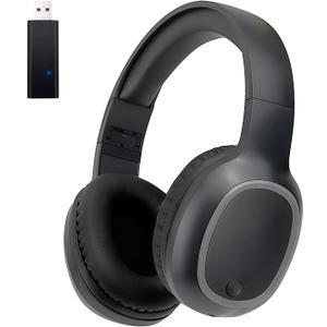 Over-Ear Bluetooth Headphone with Bluetooth USB Transmitter for TV,PC,3.5mm Audio Device,Wireless Headset for Cellphone, Lightweight Folable Headset with Deep Bass, Stereo Sound (Black)