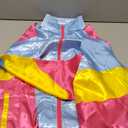 80s Track Suit for Women, 2 Piece Color Block Sweatsuits Neon Outfit Retro Sweatsuits for Themed Party (Small)