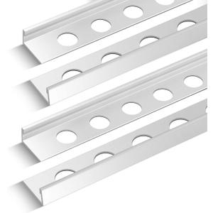 Blulu 4 Pcs Aluminum Tile Edge Trim L Shaped Corner Guard, Silver, 3/8 in.
90 Degree Angle Design, Pre-drilled Mounting Holes, Edging Strip for Backsplash Bathroom Kitchen Walls, Durable Finish