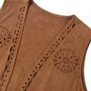 SOFIA'S CHOICE Women Fringe Vest Faux Suede Boho Western Cowgirl Sleeveless Open Front Rave Outfits Brown (XXL)