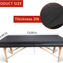 Lash Bed Foam Topper for Massage Bed, 73x24x2 inch Black Memory Foam Removable Cover Massage Mattress, Non-Slip Elastic Bands