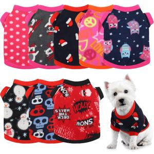 8 Pieces Dog Sweaters for Small Dog Girl Boy Winter Chihuahua Clothes Puppy Sweater Warm Shirt Puppy Fleece for Halloween Christmas Pajamas Yorkie for Pets Pup Cat, X-Small