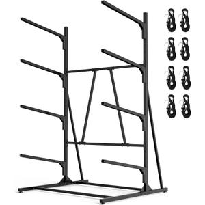 Kayak Storage Rack, Heavy Duty Freestanding Kayak Rack for Garage and Outdoor Storage, Kayak Stand Adjustable for Kayak, Canoe, Surfboard and Paddle Board, 4-Layer
