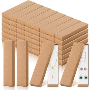 Nosiny 100 Pack Bulk Jewelry Boxes Kraft Necklace Gift Box 8"x2"x1" Necklace Boxes Bulk bracelet gift box for Shipping Storage Display & DIY Branding