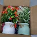 Yoratee 4pcs Artificial Pot Flowers Small Fake Plants with Pot Mini Potted Plants for House Office Tabletop Decoration