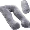 MOON PINE Pregnancy Pillow Cover, U Shaped Body Pillow Cover Only, Velvet Replacement Pillow Case, Fit for 55"x 31" Maternity Pillow (Dark Grey)
