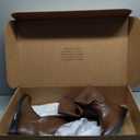 QIY Flat Boots For Women No Heel Brown Faux Leather Chunky Heels Knee High Boots For Women Dressy Low Heel Slip On Round Toe Shoes Chocolate Brown Brown Tall Long Winter Boot Size 11