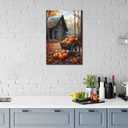 MNFGMH Farmhouse Pumpkin Barn Wall Art, Autumn Pumpkins Print, Printable Countryside Fall Painting, Autumn Halloween Decor, Fall Foliage Picture Gifts Canvas Roll 16x24 inch (Color9-Unframed)