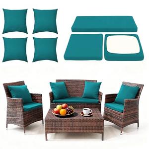 SUKAIKEQA Waterproof 3-Piece Patio Sofa Cushion Cover Set - Replacement Covers for Outdoor Wicker Furniture, Bench & Seat Cushions with 4pcs Throw Pillow Cover