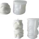 (NO Candles Included) Decorative Pillar Candle Making Molds Set, Textured Wave Pattern, White, Melting Shape,2 Pieces Pack