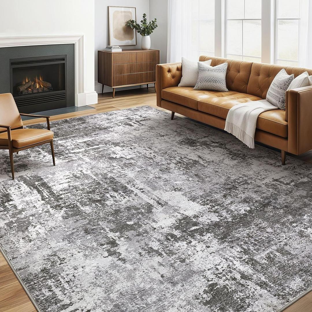 6x9 Area Rugs Living Room: Large Washable Abstract Modern Soft Rug Stain Resistant Indoor Floor Non Slip Accent Carpet for Bedroom Nursery Playroom Dining Room Office Dorm Home Decor- Gray Gold