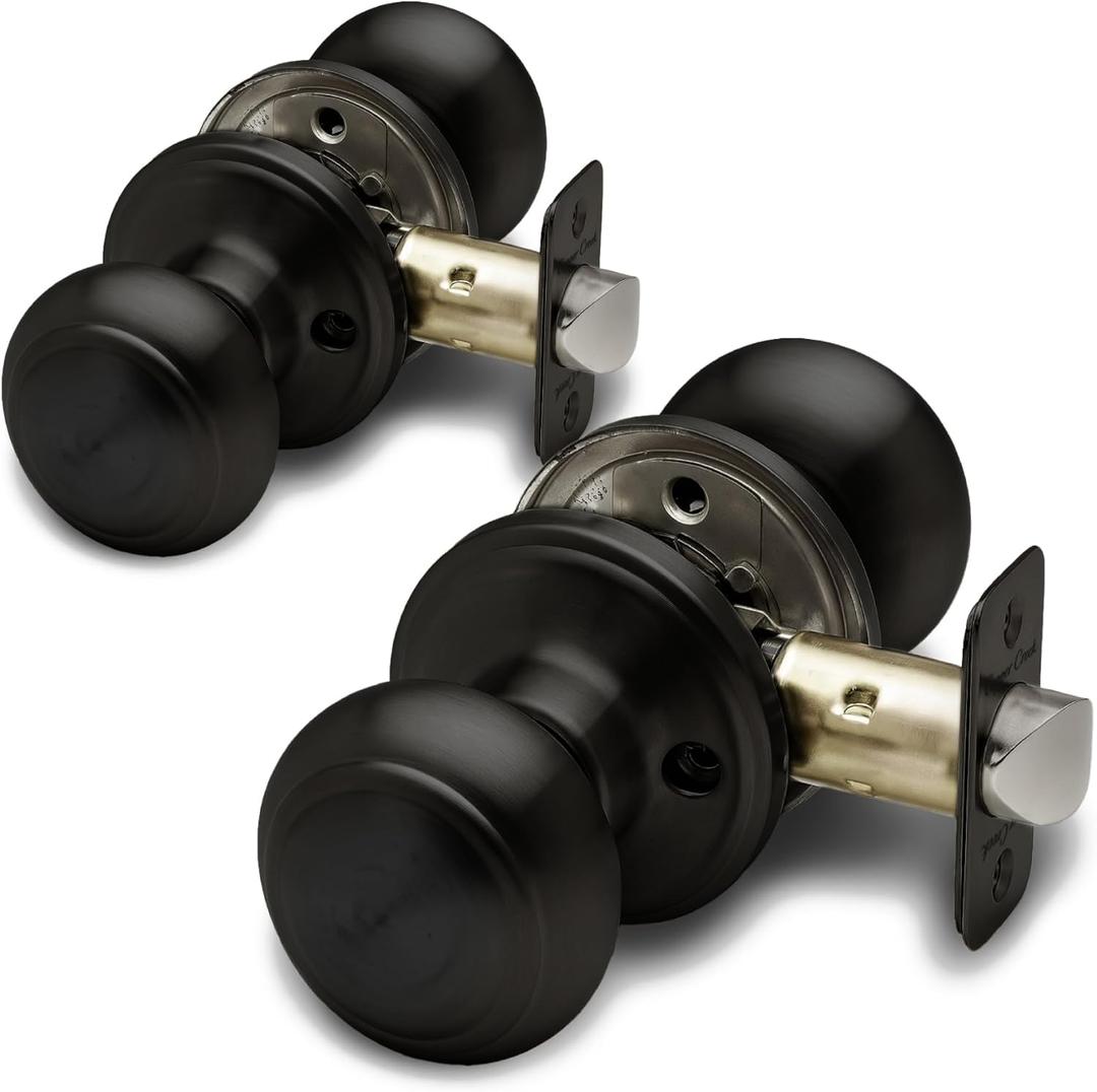Copper Creek Colonial Passage Interior Door Knob  ANSI Grade-3 Certified, Modern Heavy Duty Handle, Easy Install and Reversible for Bedroom, Bathroom and Closets  Matte Black (2 Pack) Copper Creek Colonial Passage Interior Door Knob  ANSI Grade-3 Certified, Modern Heavy Duty Handle, Easy Install and Reversible for Bedroom, Bathroom and Closets  Matte Black (2 Pack)