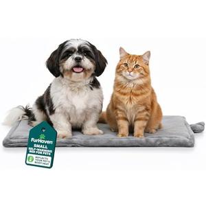FurHaven ThermaNAP Self Warming Cat Mat, Dog Bed for Crates with Self-Warming Technology for Cozy Rest, Fully Machine Washable, Small, Plush Faux Fur, Gray