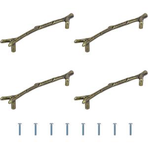 Gartful Handles for Resin Tray, 4-Pack 160mm Branches Shaped Metal Handles with Screw Set for Epoxy Casting Silicone Mold, Serving Board, Kitchen Cabinet Door, Faux Geode Agate, Bronze