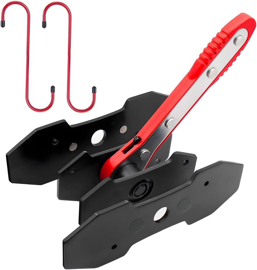 BARTOO Brake Caliper Press Tool, Brake Caliper Piston Spreader, Car Ratcheting Brake Caliper Piston Spreader Press Tool with 2 PCS Steel Plates, Red