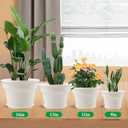 Pottiffe 13 Inch Plastic-Flower-Pot-for-Indoor-Plants, 4 Pack Large Outdoor Planter Pot with Drainage Holes & Saucers, Resin Decorative Garden Pots Planters