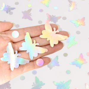 Butterfly Confetti, Iridescent Butterfly & Dots Confetti for Butterfly Birthday & Baby Shower Decorations, 300 PCS Glitter Holographic Butterfly Confetti