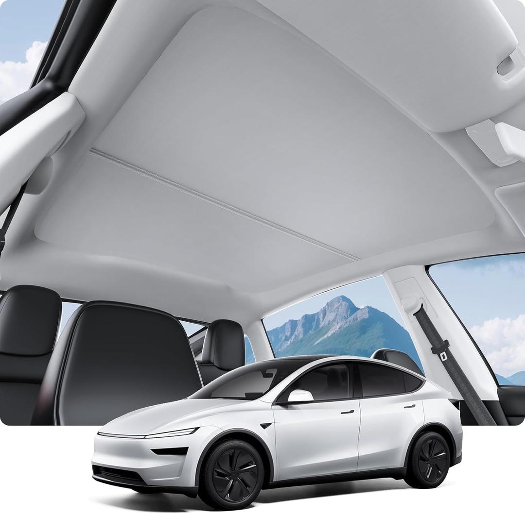 BASENOR 2025 2026 Tesla Model Y Juniper Accessories Sunshade Roof [No Gap] [Nano Ice-Crystal] Heat Insulation Foldable Glass Sunroof Cover, UV Protection Sun Shade for Model Y Juniper Launch Gray