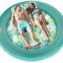 Sunikko X Tanning Pool Floats Adult, 71" x 71" Large Luxury Inflatable Float Floating Lounge with Pillow, Circle 4 in 1 Suntan Tub Sunbathing Bed with Drink Holder, Beach, Lake, Swimming Pool, Party