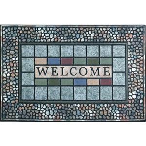 CHICHIC Rectangle Entrance Door Mat Large 24 x 36 Inch Entry Way High Traffic Area Doormat Front Door Rugs Outdoors Heavy Duty Welcome Mat, Non Slip Rubber Back Low Profile for Garage (Blue)