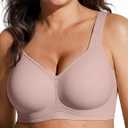 OEAK Womens Wireless Jelly Bra Plus Size Supportive Seamless Bras Full Coverage Push Up Comfortable No Underwire T-shirt Bras (5X-Large, Dusty Rose)