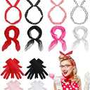 Toulite 20 Pcs 50s Women Costume Accessories Set Includes Cat Eye Glasses Chiffon Scarf Polka Dot Bandana Tie Headband Dot Earrings Gloves for Halloween Party