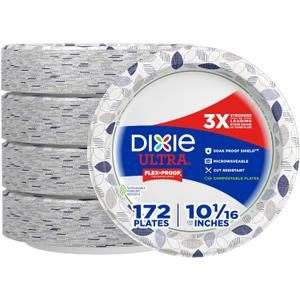 Dixie Ultra, Large Paper Plates, 10 Inch, 172 Count, 3X Stronger, Heavy Duty, Microwave-Safe, Soak-Proof, Cut Resistant, Disposable Plates For Heavy, Messy Meals (172 Count (Pack of 1))