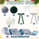 Syhood 46 Pcs Velvet Christmas Ornaments - 15 Pcs 3.15" Large Christmas Balls, 30 Flocked Bows, 1 Velvet Ribbon, Xmas Tree Hanging Decorations for Vintage Xmas Holiday Decor(Emerald/Grey/White)