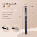 2 x Travel Size Concealer Brush Flat Top, Mini Makeup Brush for Under Eye Spot Blemish, Soft Vegan Synthetic Bristles, No Shedding, Liquid Cream Powder Blending, Compact Brush 5.95" (270L)