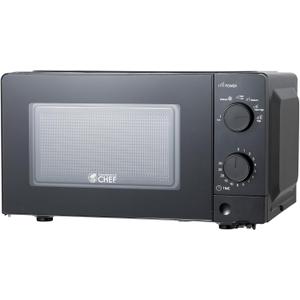 Commercial Chef 0.6 Cu. Ft. Countertop Microwave Oven, Mechanical Dial Controls, 700W, Pull Handle Door, 6 Power Levels, CHM660B, Black