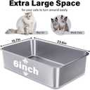 Stainless Steel Litter Box 2 Pack, 23.6" X 15.7" X 6" Steel Litter Box XL No Smell, Extra Large Metal Litterbox for Big Cat, Multiple Cats, Non Stick, Easy Cleaning