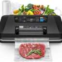 Vacuum Sealer Machine, Upgraded 230W 95KPa 10-in-1 Food Sealer with Double Heat Seal for Dry Moist Food, Easy-Lock Handle, Hose, Built-in Cutter and Bag Storage + Bags (1 Roll + 10 Pre-cut)