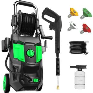 Pressure Washer Power Washer with 4500MAX-PSI, 4 Nozzles, Foam Cannon for Cleaning Cars, Driveways, Patios(Green)