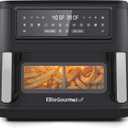 Elite Gourmet EAF1055D Dual Zone Air Fryer Oven, 11QT. Capacity with Divider, Sync Finish, Dishwasher Safe Basket, 10 Preset Functions, 1600-Watts, with Recipe Booklet, Black