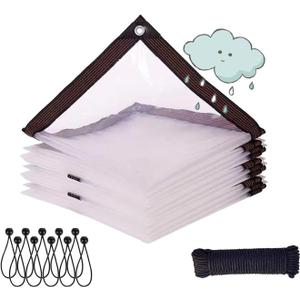 Heavy Duty Clear PVC Tarps - 30 FT x 8 FT with Waterproof Protection, Grommets and Ropes for Roofs, Transparent Waterproof Raincloth